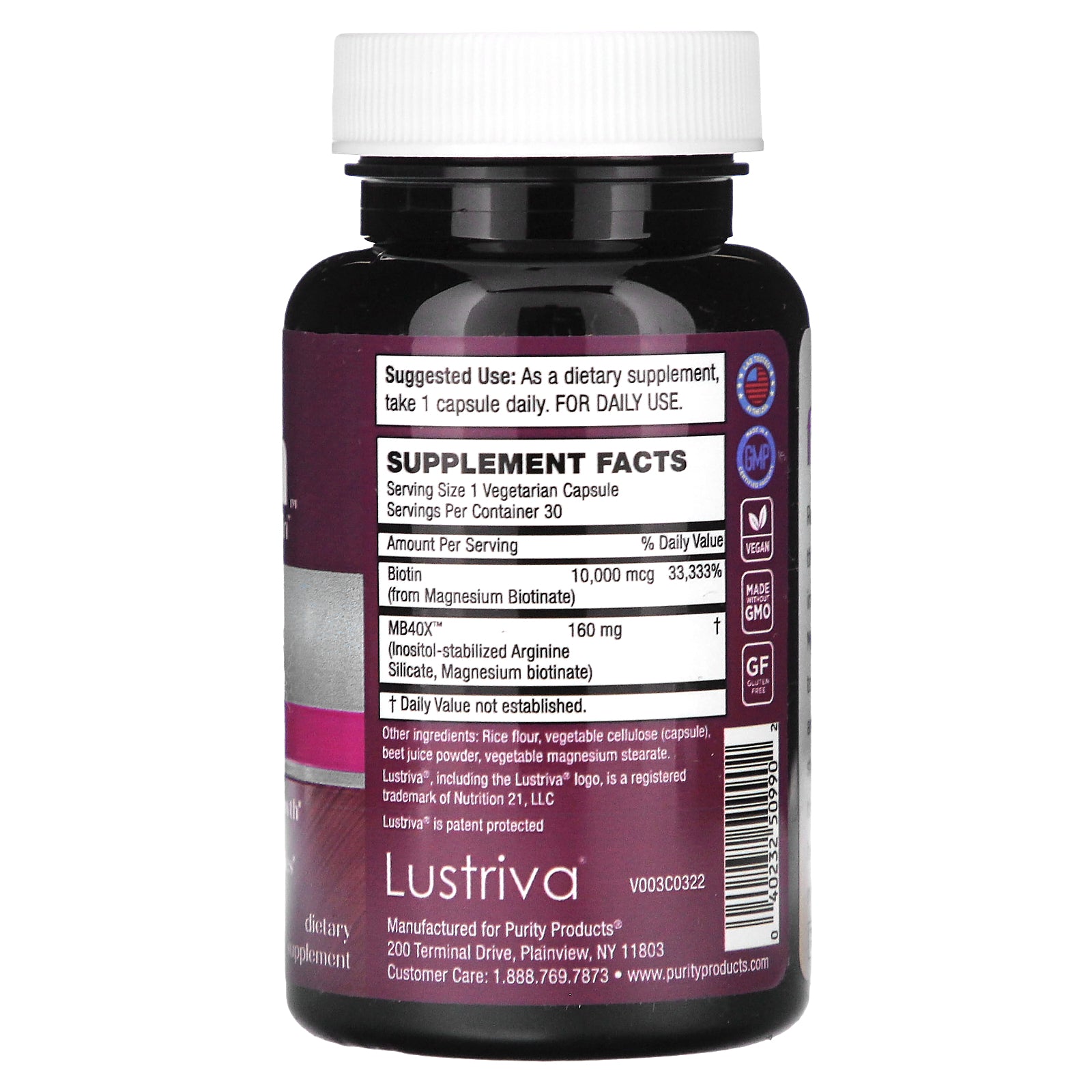 Foto 3 pulgar | Supplement Purity Products Mybiotin Hair Skin Uñas 30 Cápsulas - Venta Internacional.