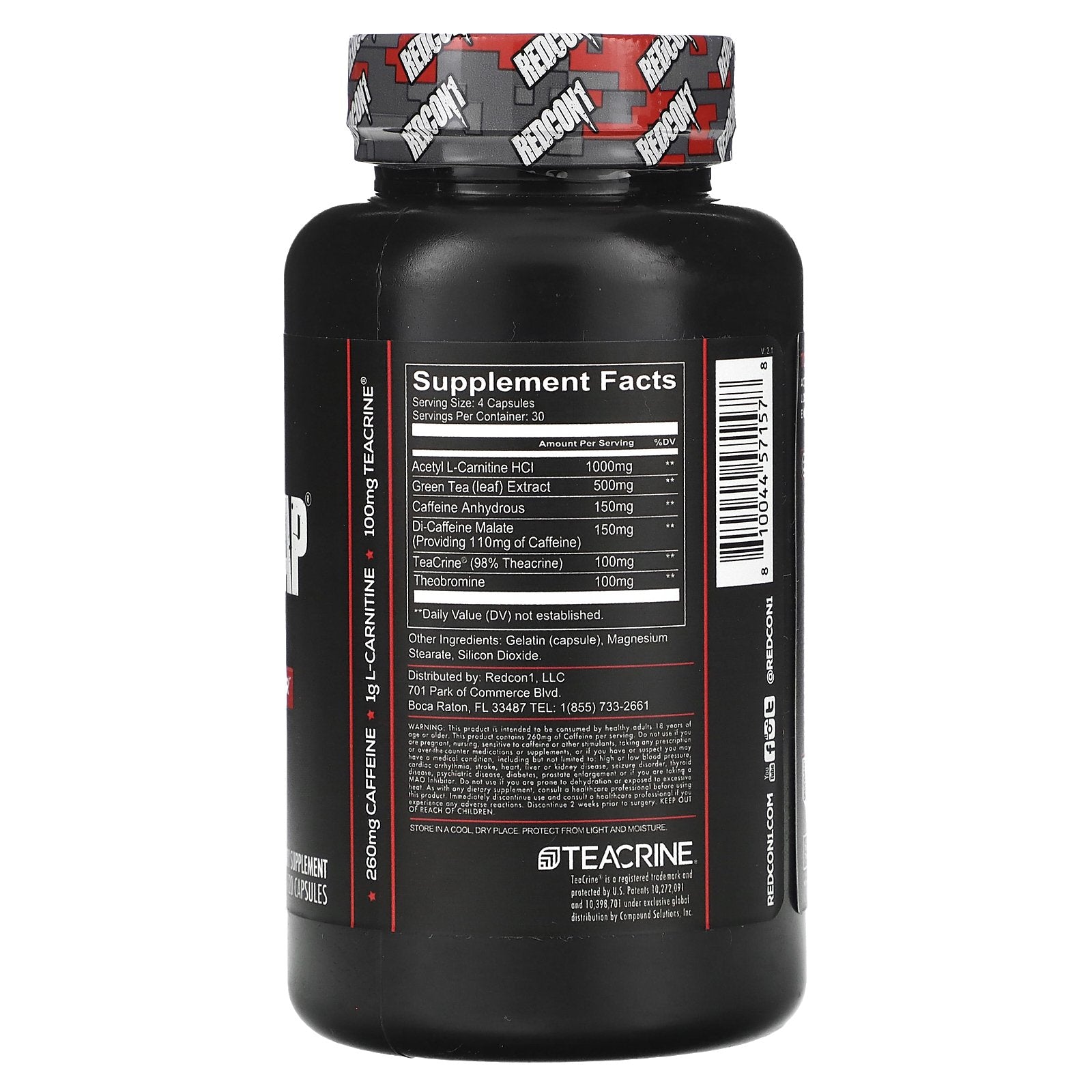Foto 2 | Suplemento Quemador De Grasa Energizante Redcon1 Double Tap 120 Cápsulas - Venta Internacional.