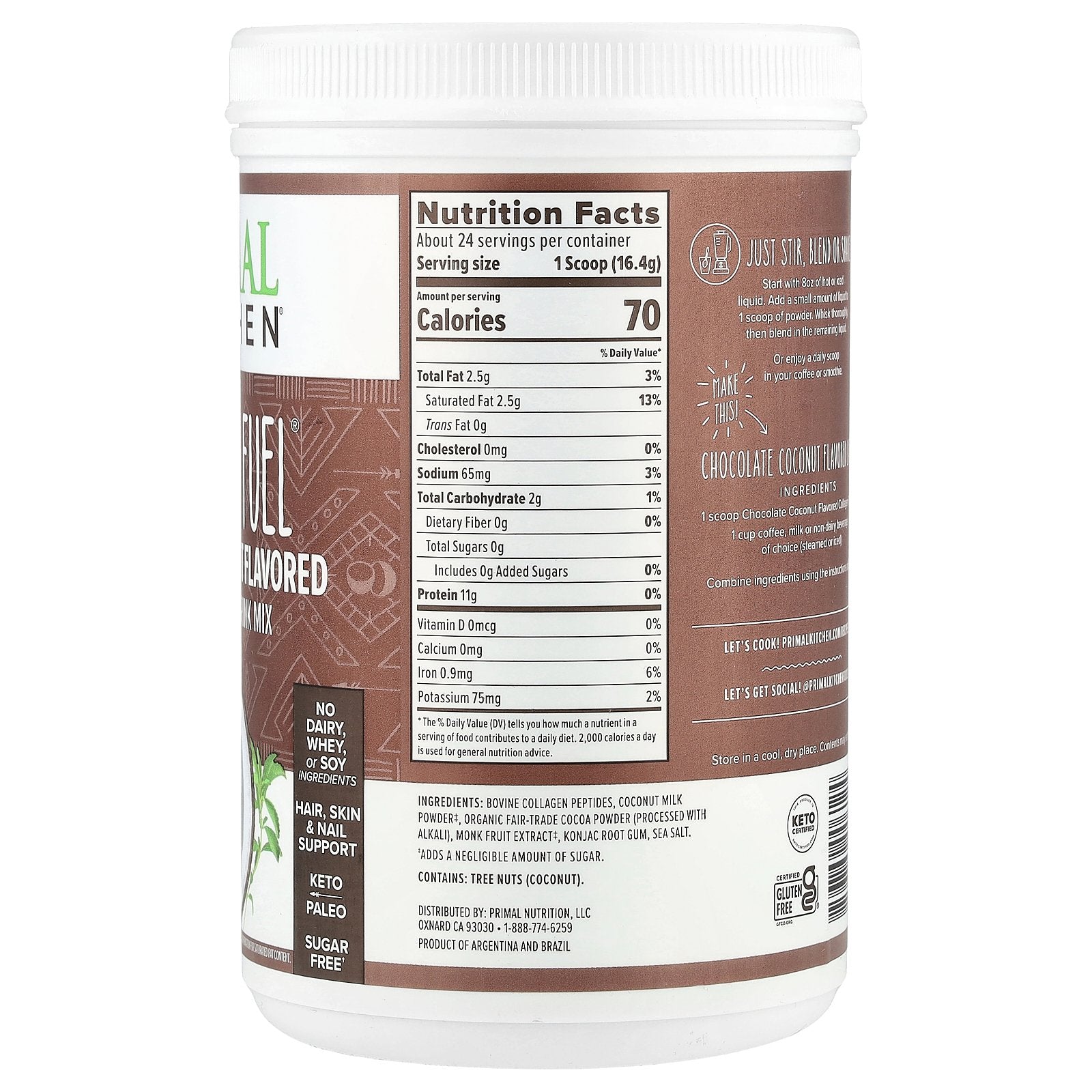 Foto 3 pulgar | Suplemento Primal Kitchen Collagen Fuel Chocolate Coconut 394g - Venta Internacional.