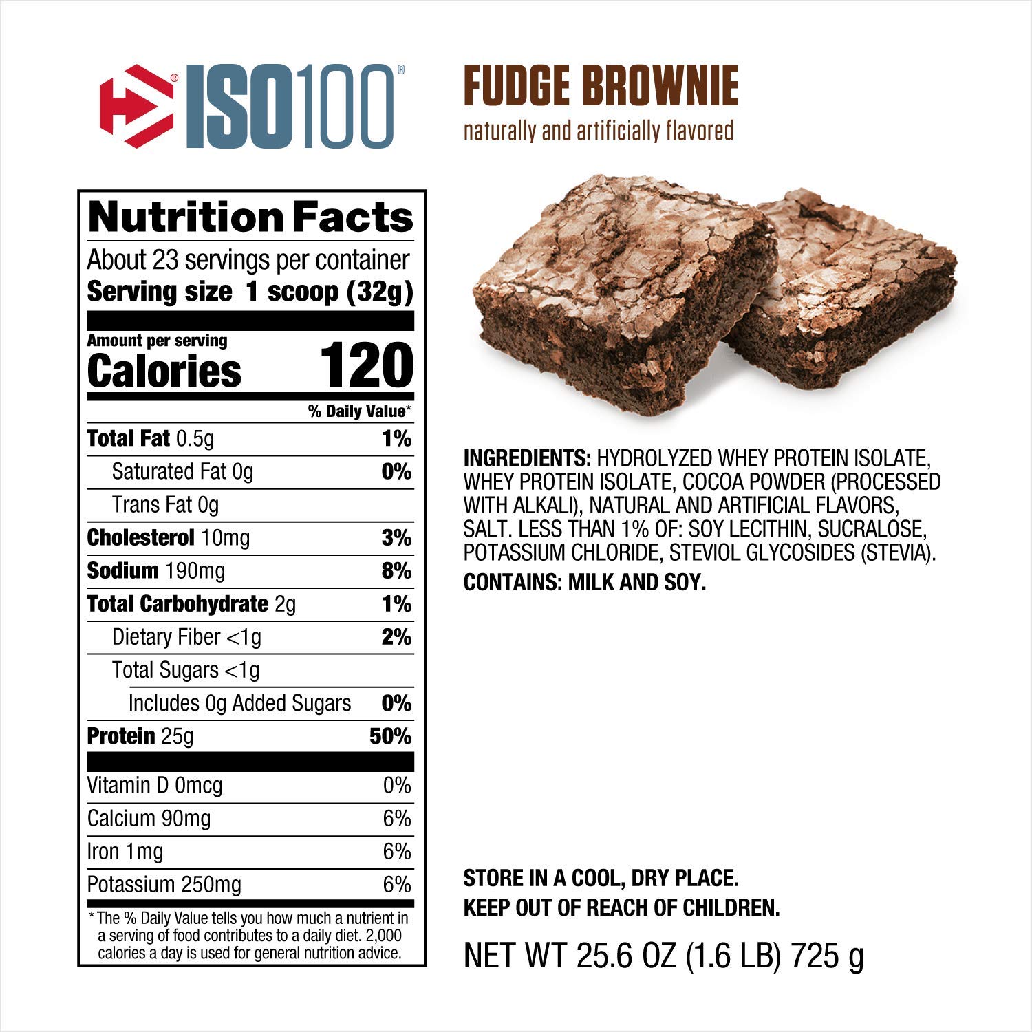 Foto 2 | Brownie De Chocolate De Suero Dymatize Iso 100 Con Proteína En Polvo, 1.6 Libras - Venta Internacional.