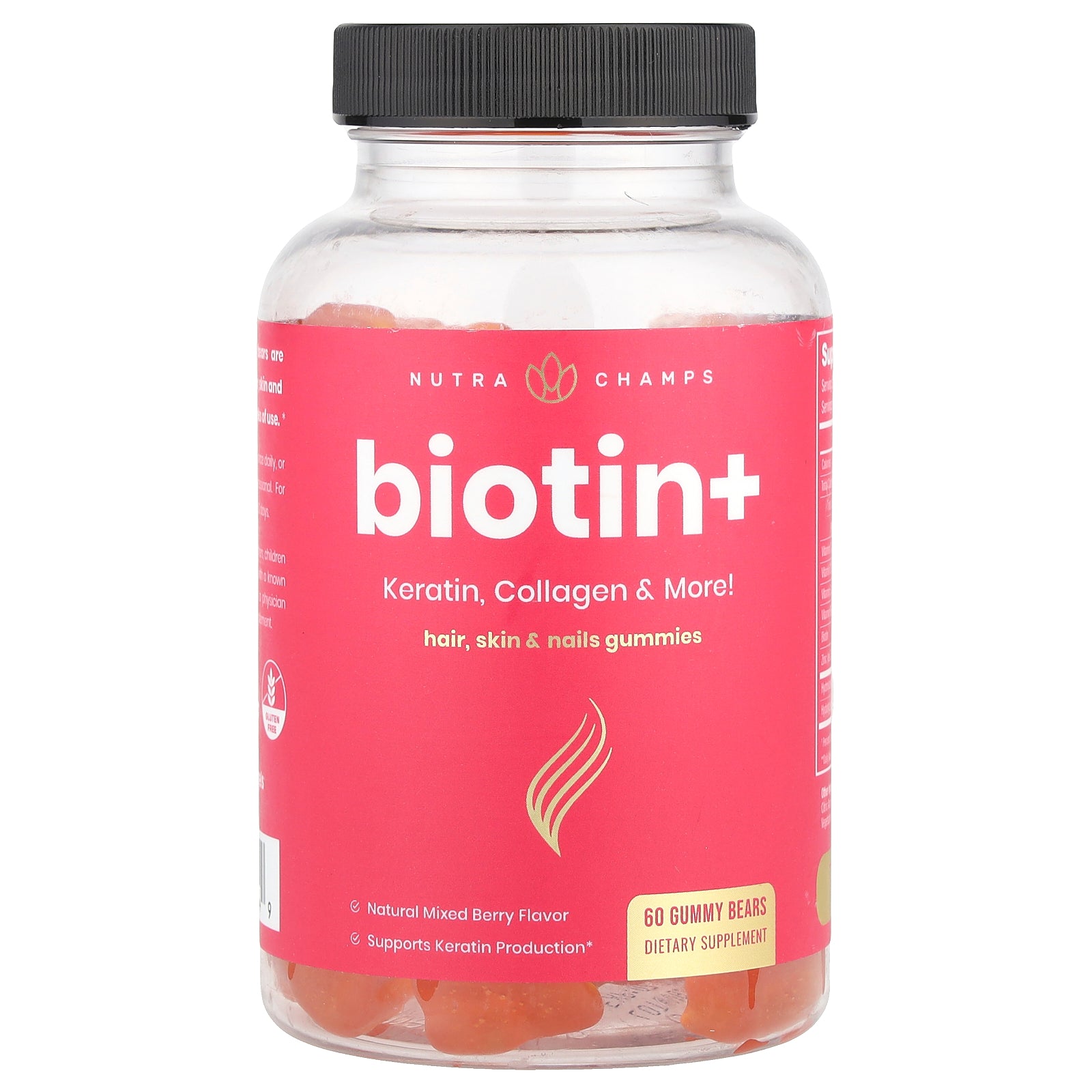 Foto 2 pulgar | Suplemento Nutrachamps Biotin+, Ositos De Goma Mezclados Con Bayas, 60 Unidades - Venta Internacional.