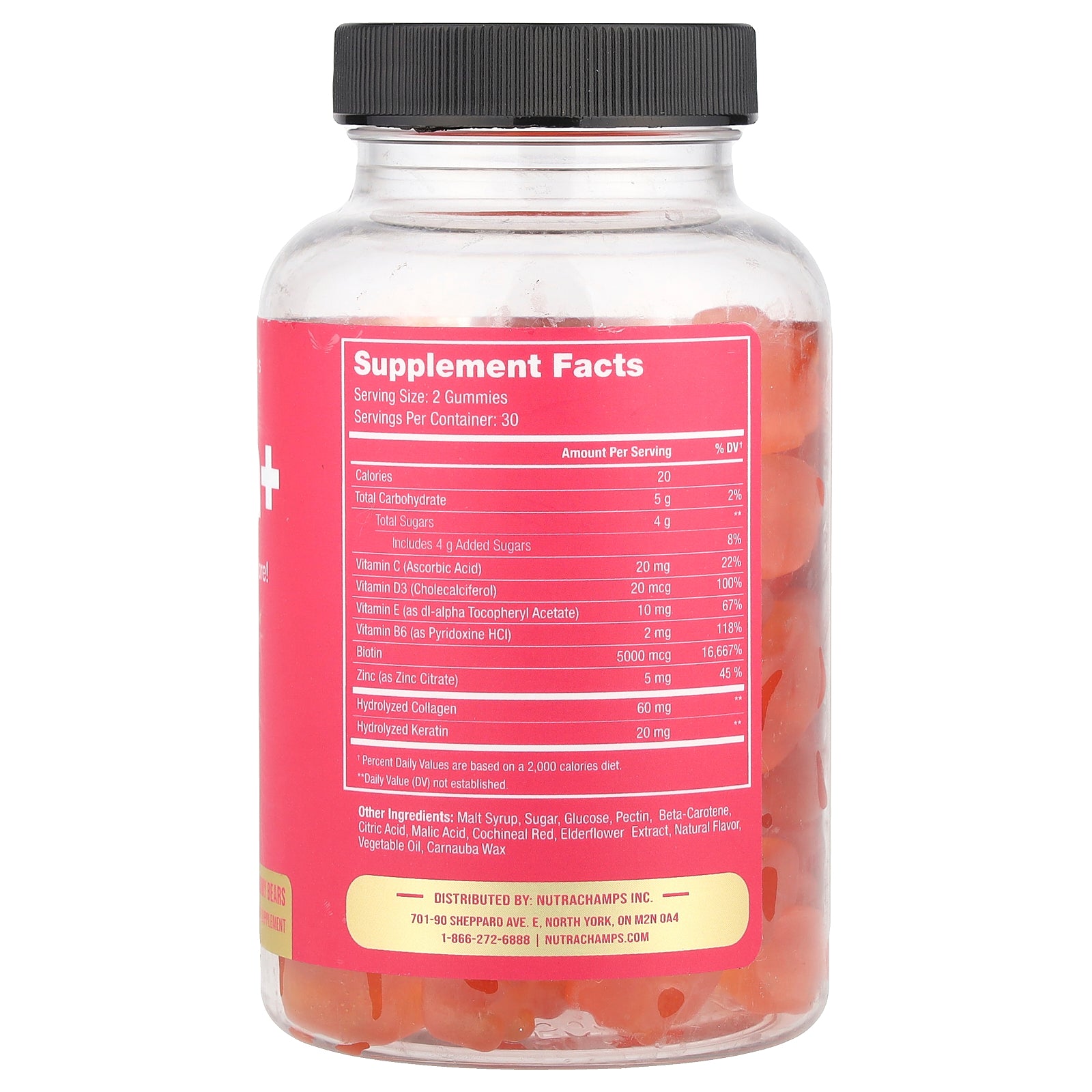 Foto 3 pulgar | Suplemento Nutrachamps Biotin+, Ositos De Goma Mezclados Con Bayas, 60 Unidades - Venta Internacional.