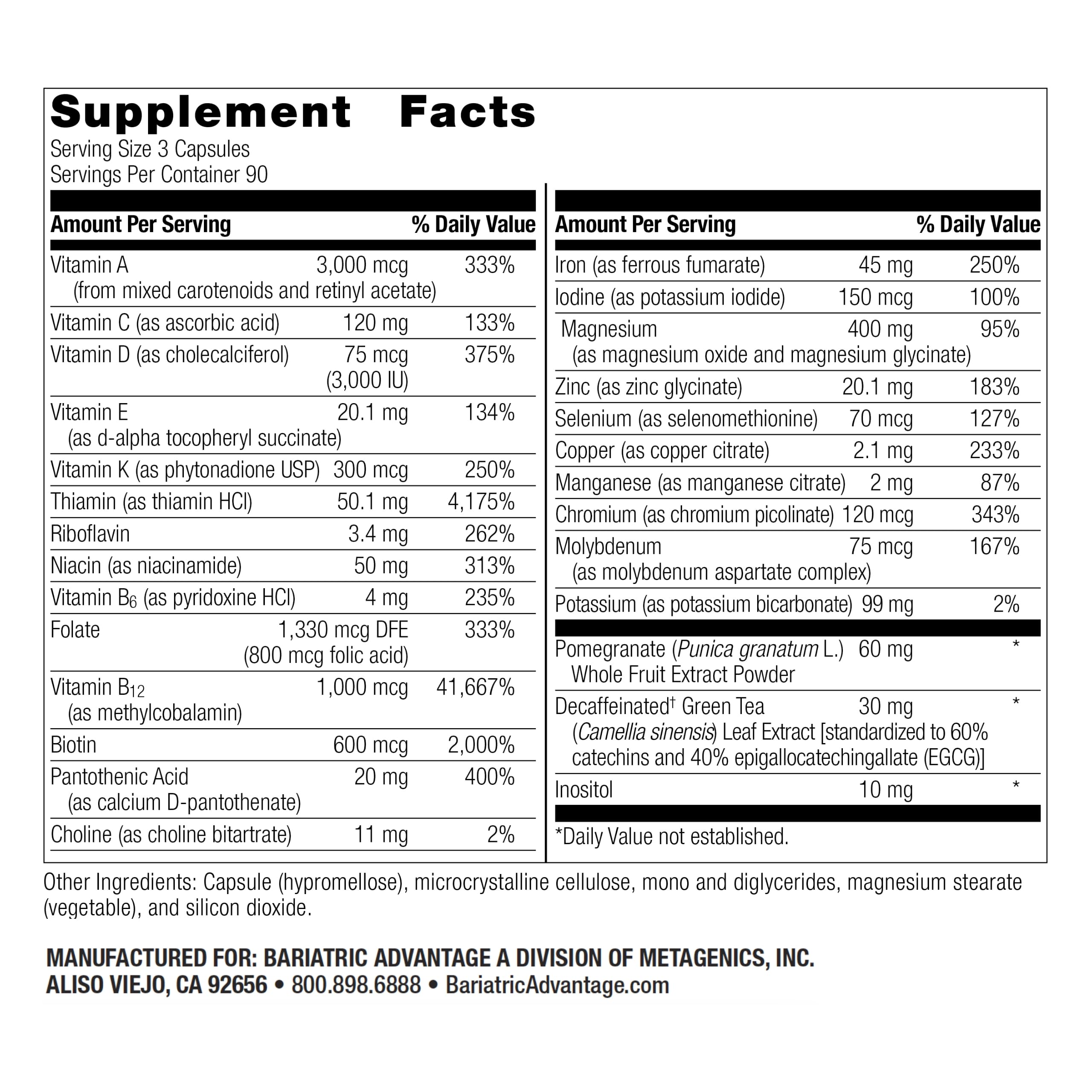 Foto 2 | Suplemento Bariatric Advantage Ultra Multivitamin 270 Cápsulas - Venta Internacional.