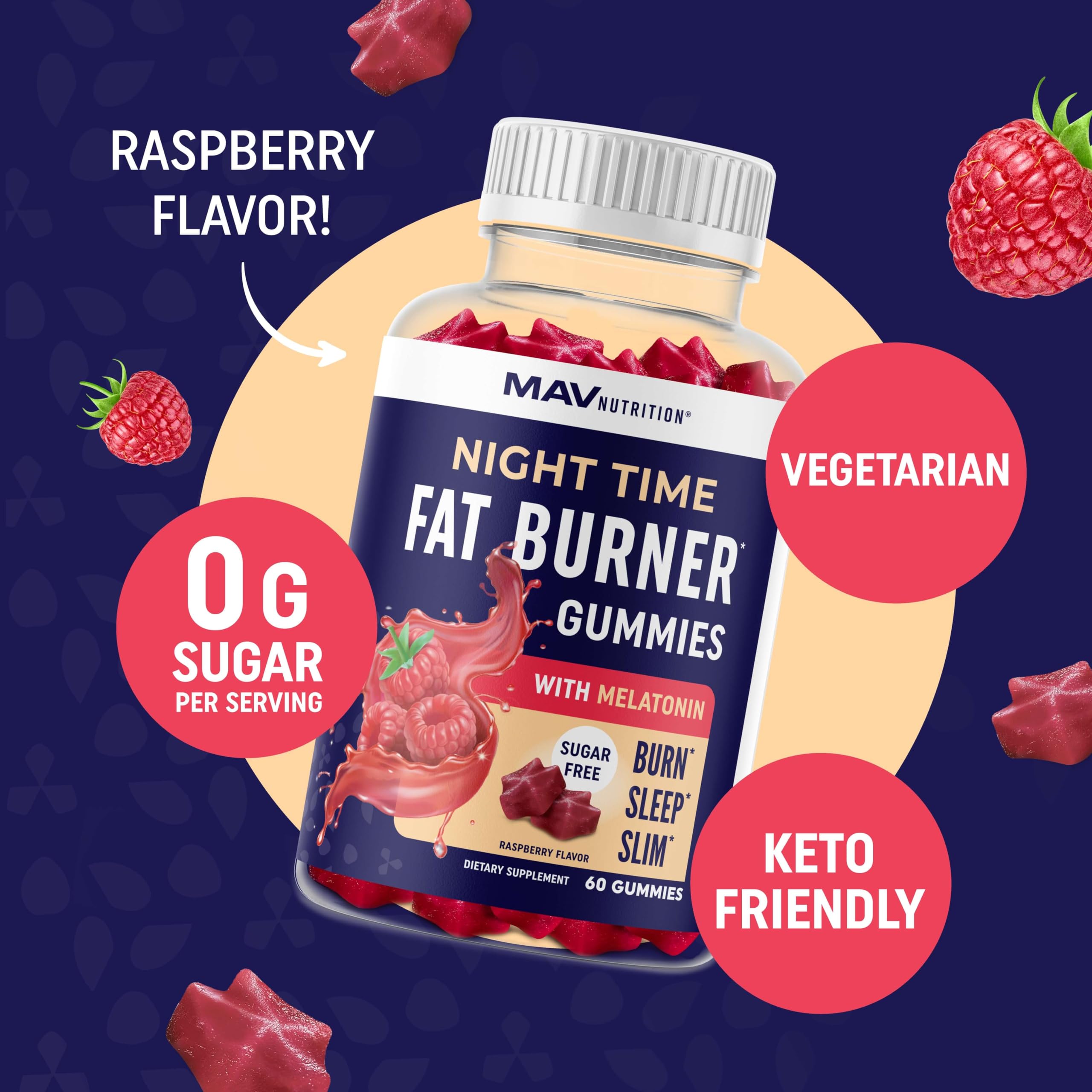 Foto 6 pulgar | Gomitas Quemadoras De Grasa Para Uso Nocturno Supplement Mav Nutrition, 60 Unidades - Venta Internacional.