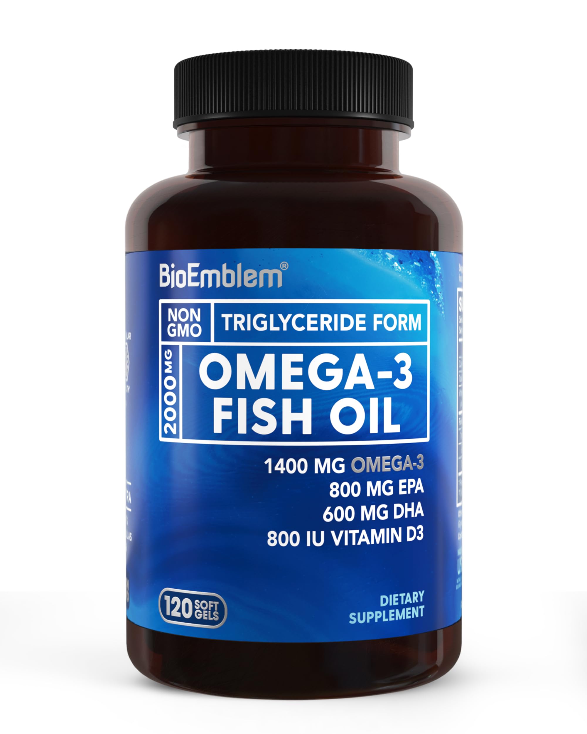 Foto 2 pulgar | Suplemento Bioemblem De Aceite De Pescado Omega-3 2000 Mg 120 Cápsulas Blandas - Venta Internacional.