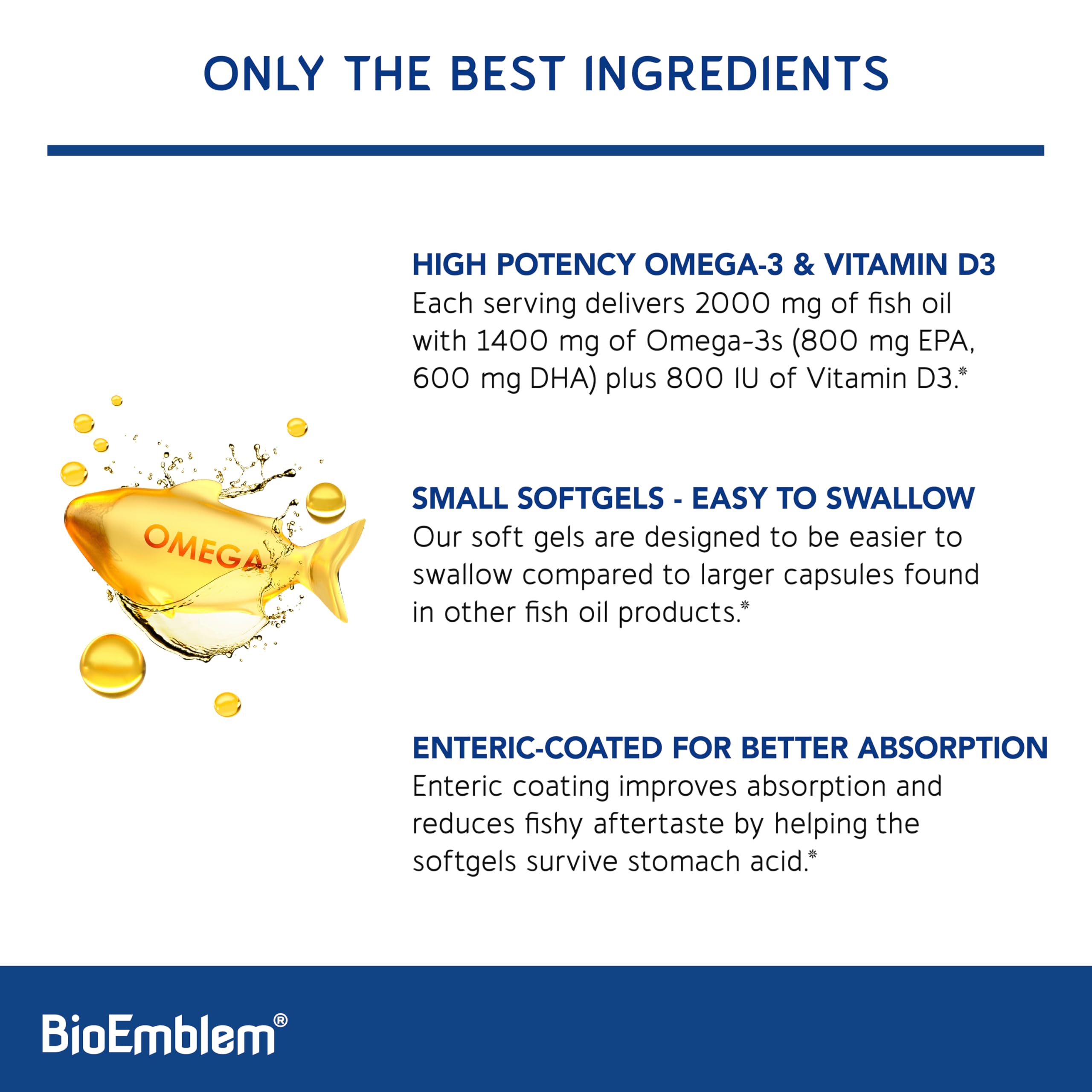 Foto 4 pulgar | Suplemento Bioemblem De Aceite De Pescado Omega-3 2000 Mg 120 Cápsulas Blandas - Venta Internacional.