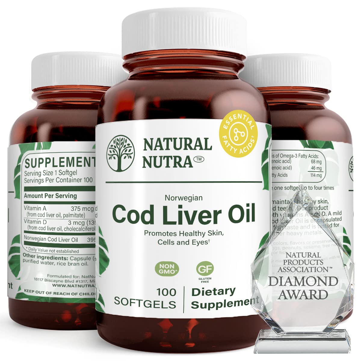 Foto 2 pulgar | Suplemento Natural De Aceite De Hígado De Bacalao Noruego Nutra, 100 Cápsulas Blandas - Venta Internacional.