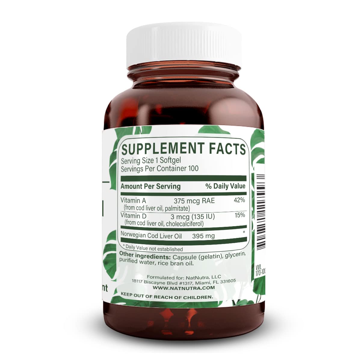 Foto 3 pulgar | Suplemento Natural De Aceite De Hígado De Bacalao Noruego Nutra, 100 Cápsulas Blandas - Venta Internacional.