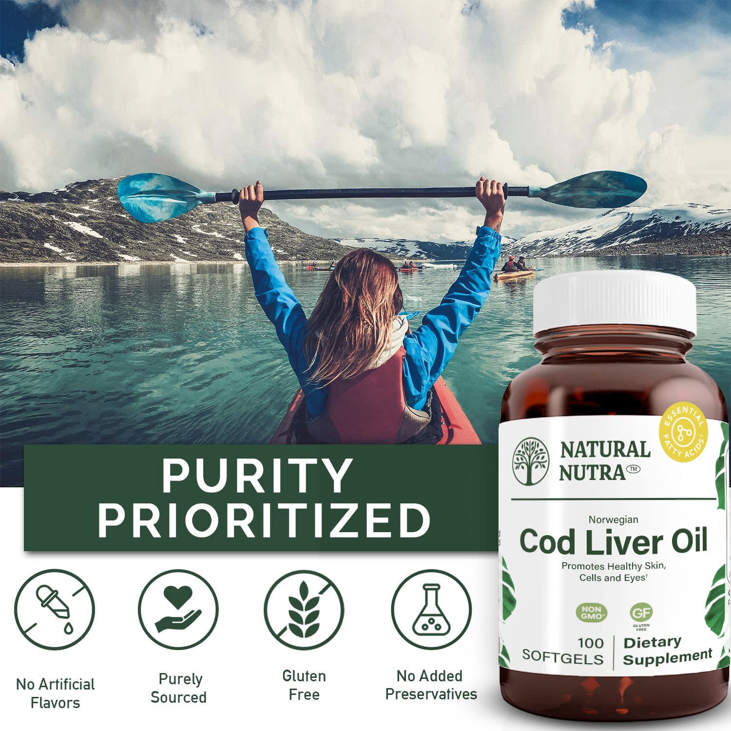 Foto 4 | Suplemento Natural De Aceite De Hígado De Bacalao Noruego Nutra, 100 Cápsulas Blandas - Venta Internacional.