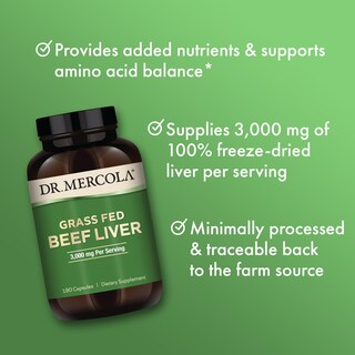 Foto 3 | Suplemento Dr. Mercola Hígado De Res Alimentado Con Pasto 180 Cápsulas - Venta Internacional.
