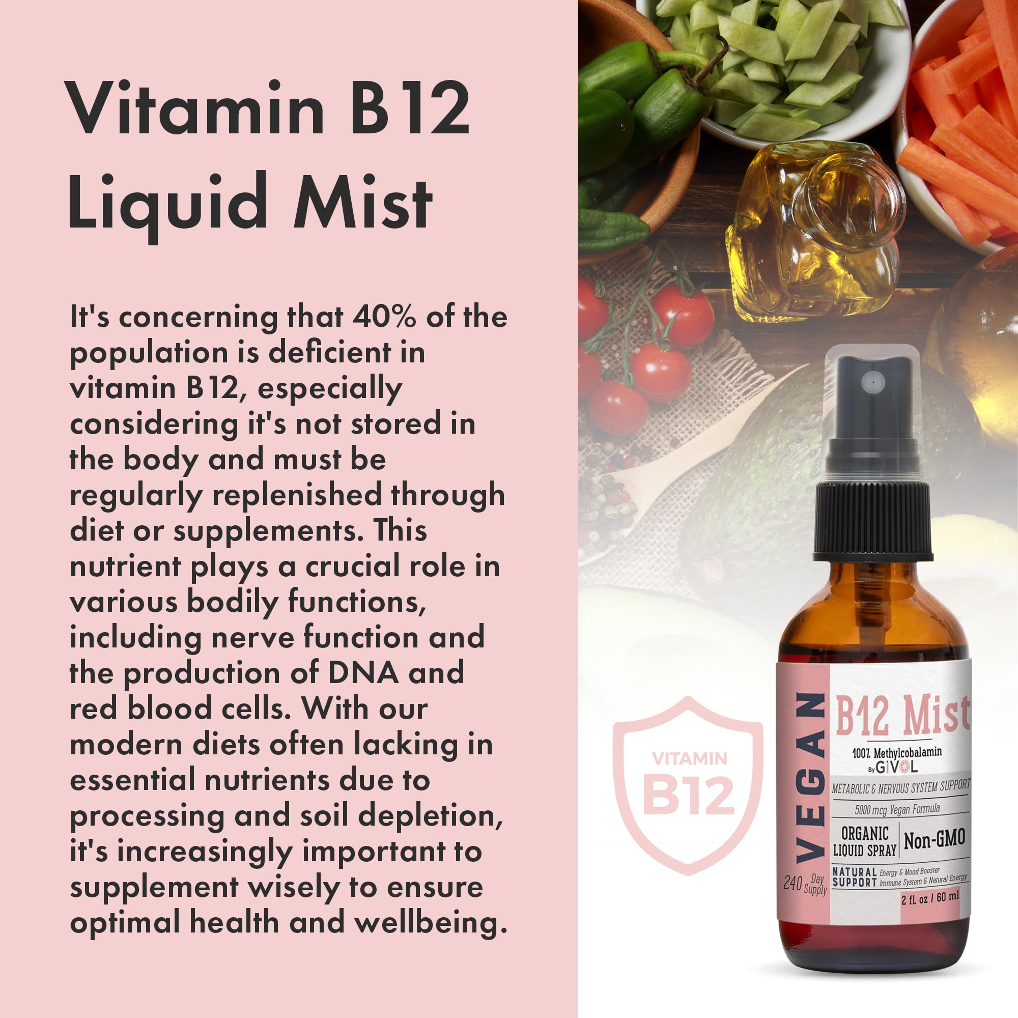 Foto 3 pulgar | Suplemento Givol De Vitamina B12 Vegana Orgánica, 5000 Mcg, 240 Ml - Venta Internacional.
