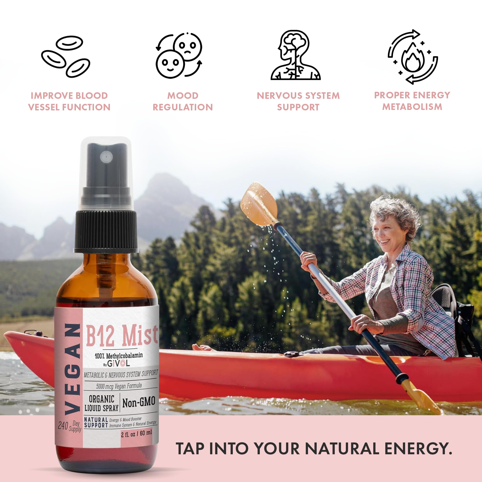 Foto 5 pulgar | Suplemento Givol De Vitamina B12 Vegana Orgánica, 5000 Mcg, 240 Ml - Venta Internacional.