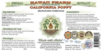 Foto 2 | Extracto Líquido De Amapola De California Hawaiipharm, Sin Alcohol, 60 Ml - Venta Internacional.