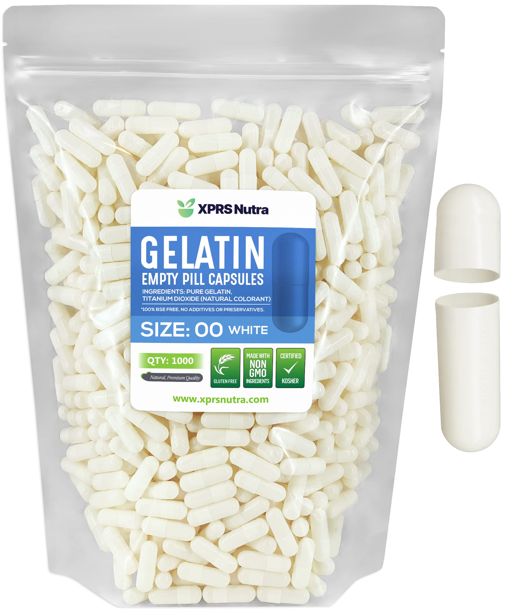 Foto 2 pulgar | Cápsulas Vacías Xprs Nutra, Tamaño 00 — 1000 Unidades, Gelatina Blanca - Venta Internacional.