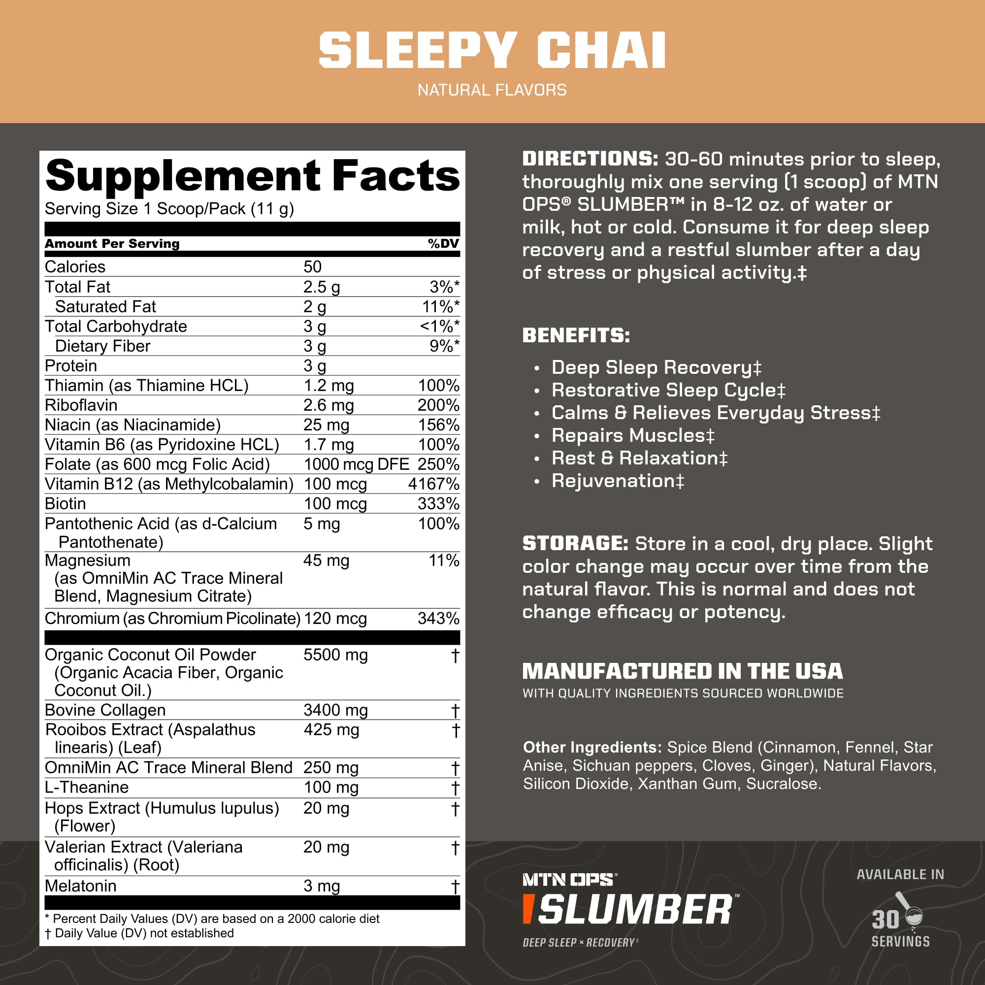 Foto 2 | Suplemento Mtn Ops Slumber Trail Packs Deep Sleep Aid, 20 Porciones - Venta Internacional.