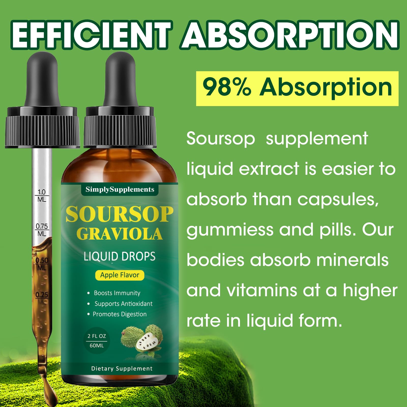 Foto 7 pulgar | Extracto Líquido De Hoja De Guanábana Y Graviola Para Apoyo Inmunológico, 60 Ml - Venta Internacional.