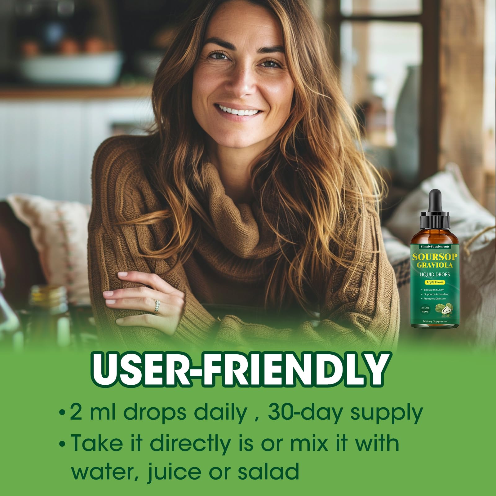 Foto 7 | Extracto Líquido De Hoja De Guanábana Y Graviola Para Apoyo Inmunológico, 60 Ml - Venta Internacional.