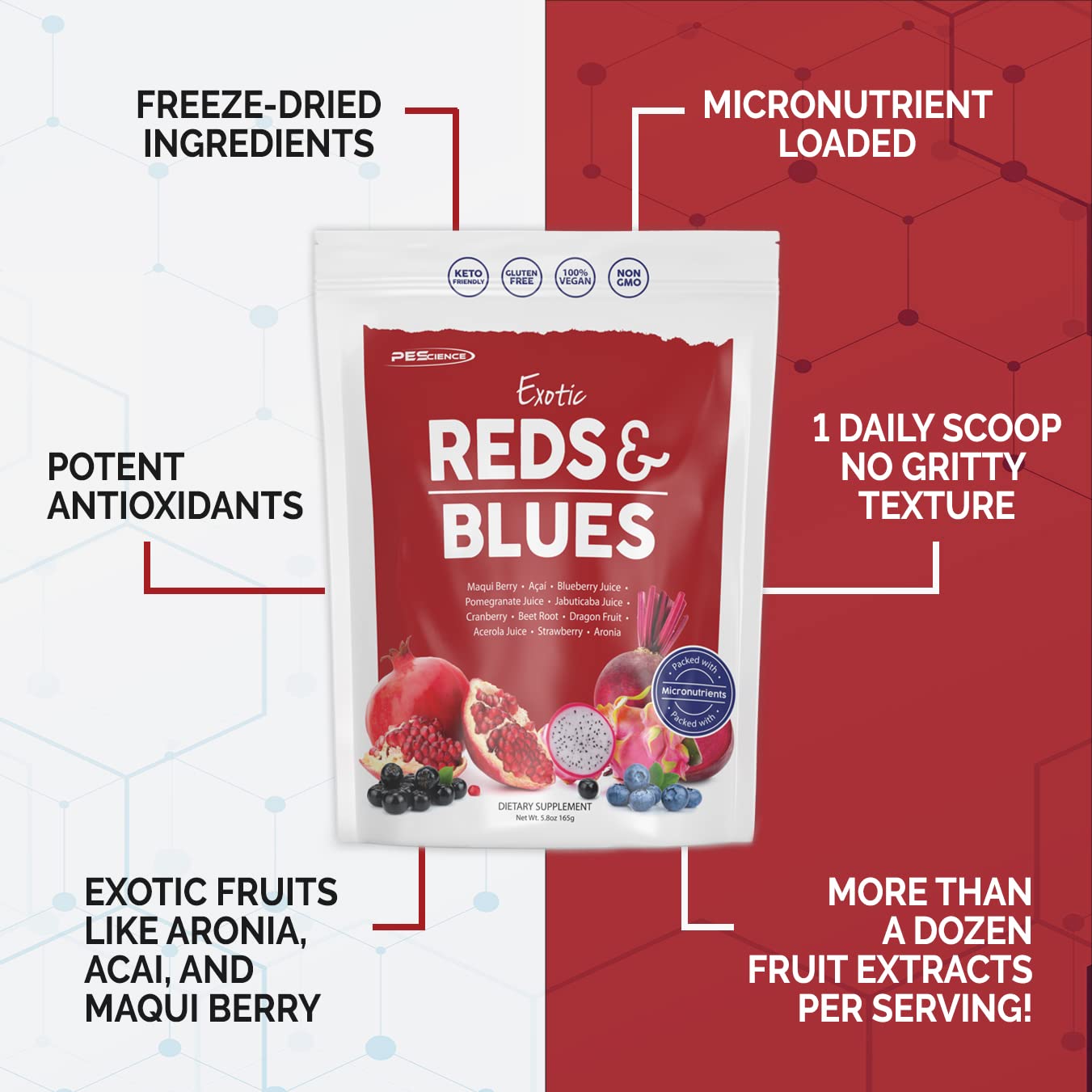 Foto 3 pulgar | Superfoods Powder Pesscience Reds & Blues, 30 Porciones - Venta Internacional.