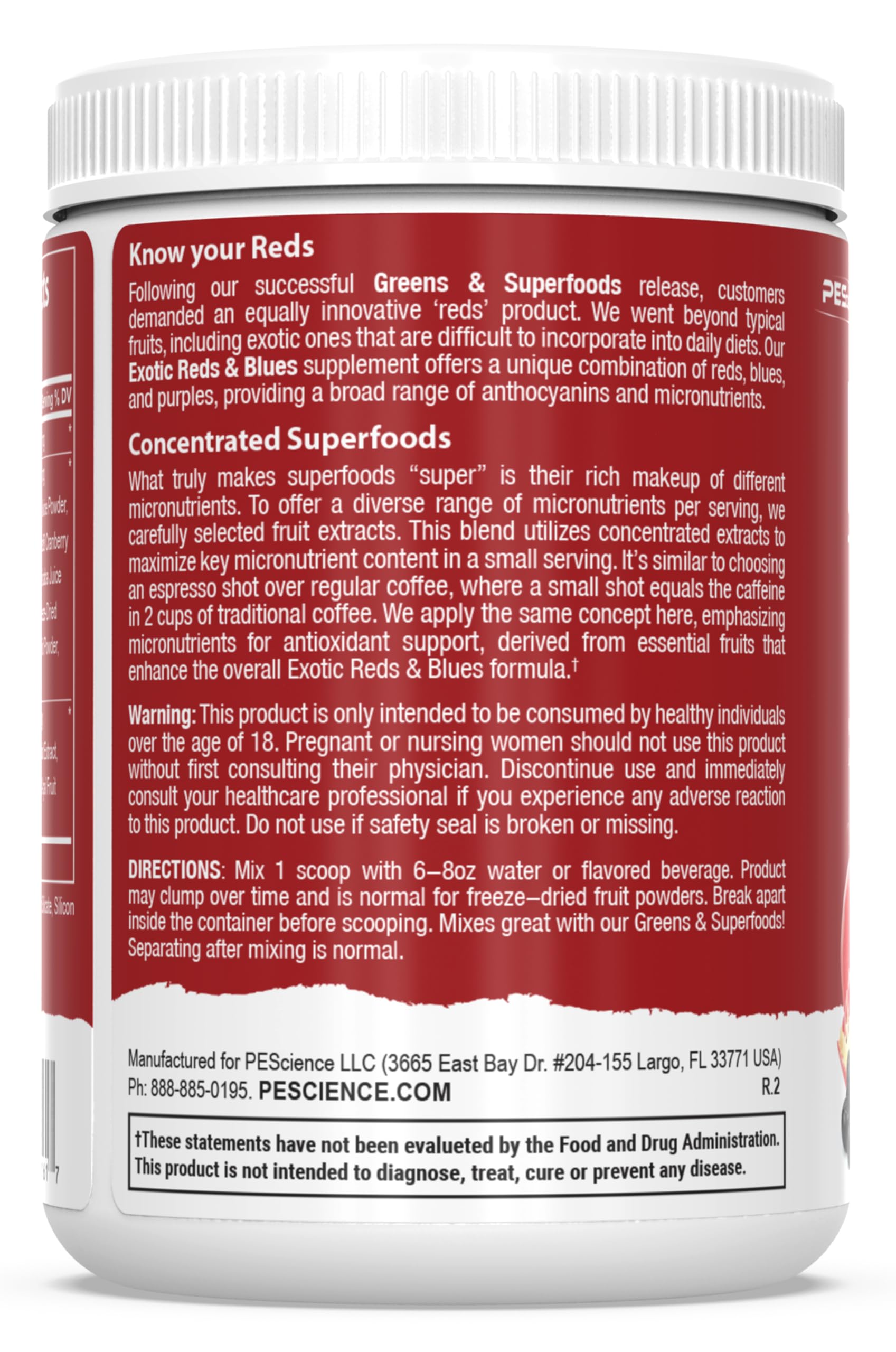 Foto 6 pulgar | Superfoods Powder Pesscience Reds & Blues, 30 Porciones - Venta Internacional.