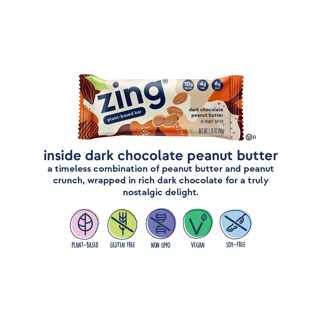 Foto 3 pulgar | Protein Bars Zing Con Chocolate Negro Y Mantequilla De Cacahuete Vegana X12 - Venta Internacional.