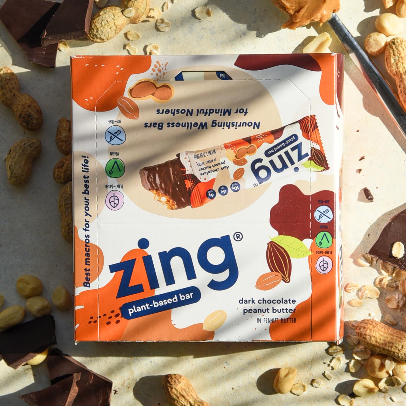 Foto 4 pulgar | Protein Bars Zing Con Chocolate Negro Y Mantequilla De Cacahuete Vegana X12 - Venta Internacional.