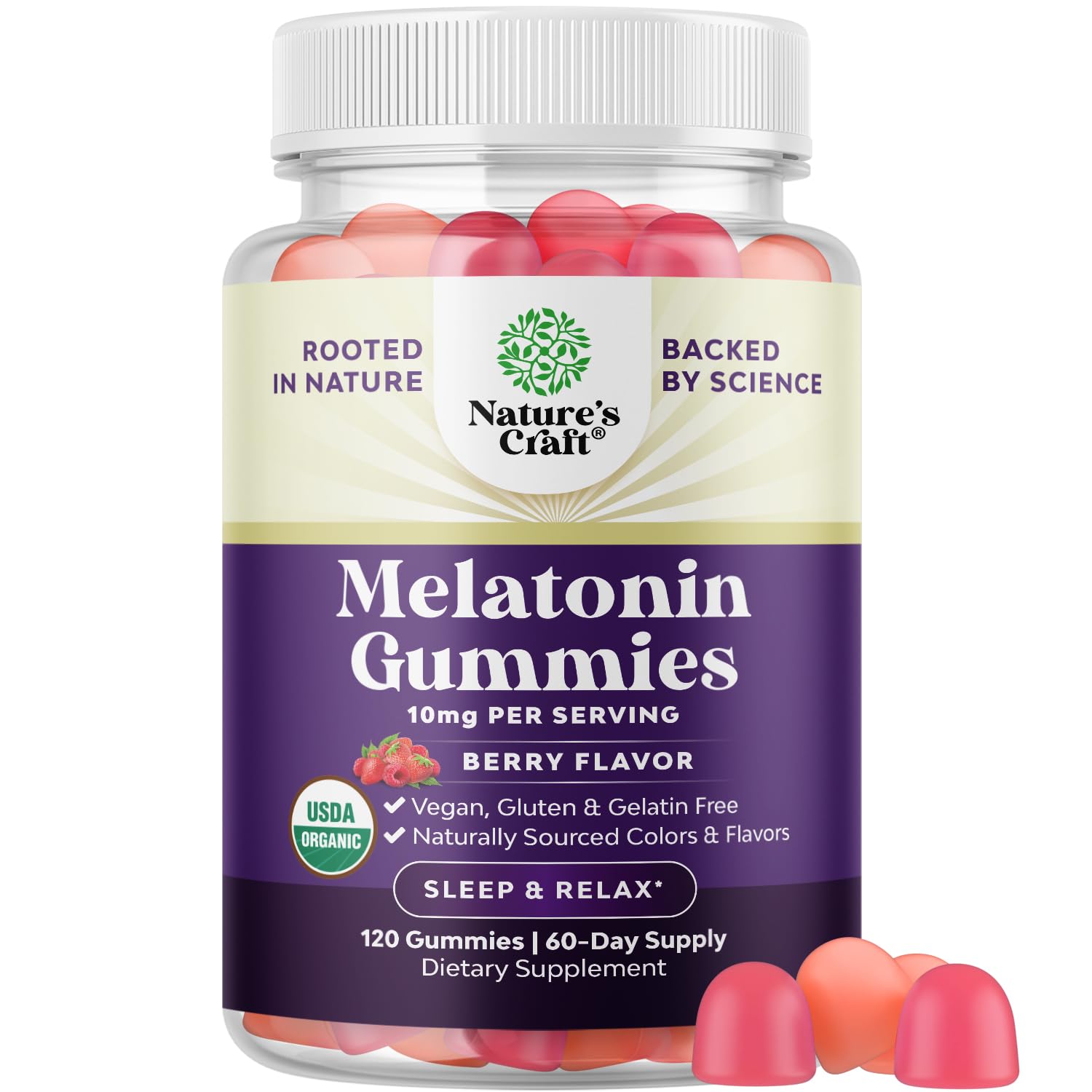 Foto 1 | Gomitas De Melatonina Natures Craft, 10 Mg, Orgánicas Y Veganas, 60 Días - Venta Internacional.