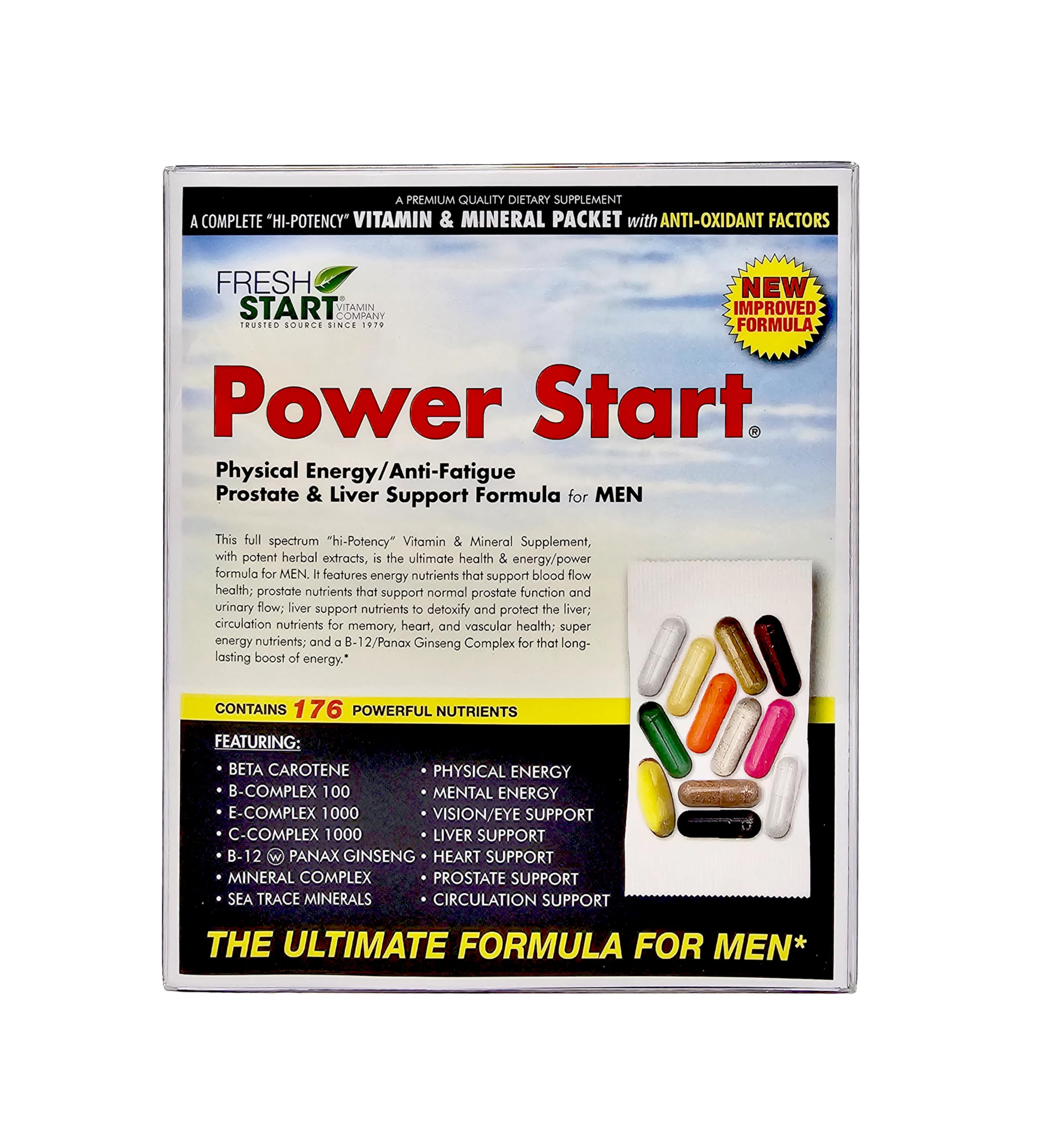 Foto 1 | Paquete De Vitaminas Fresh Start Power Start Complete Men's Health - Venta Internacional.