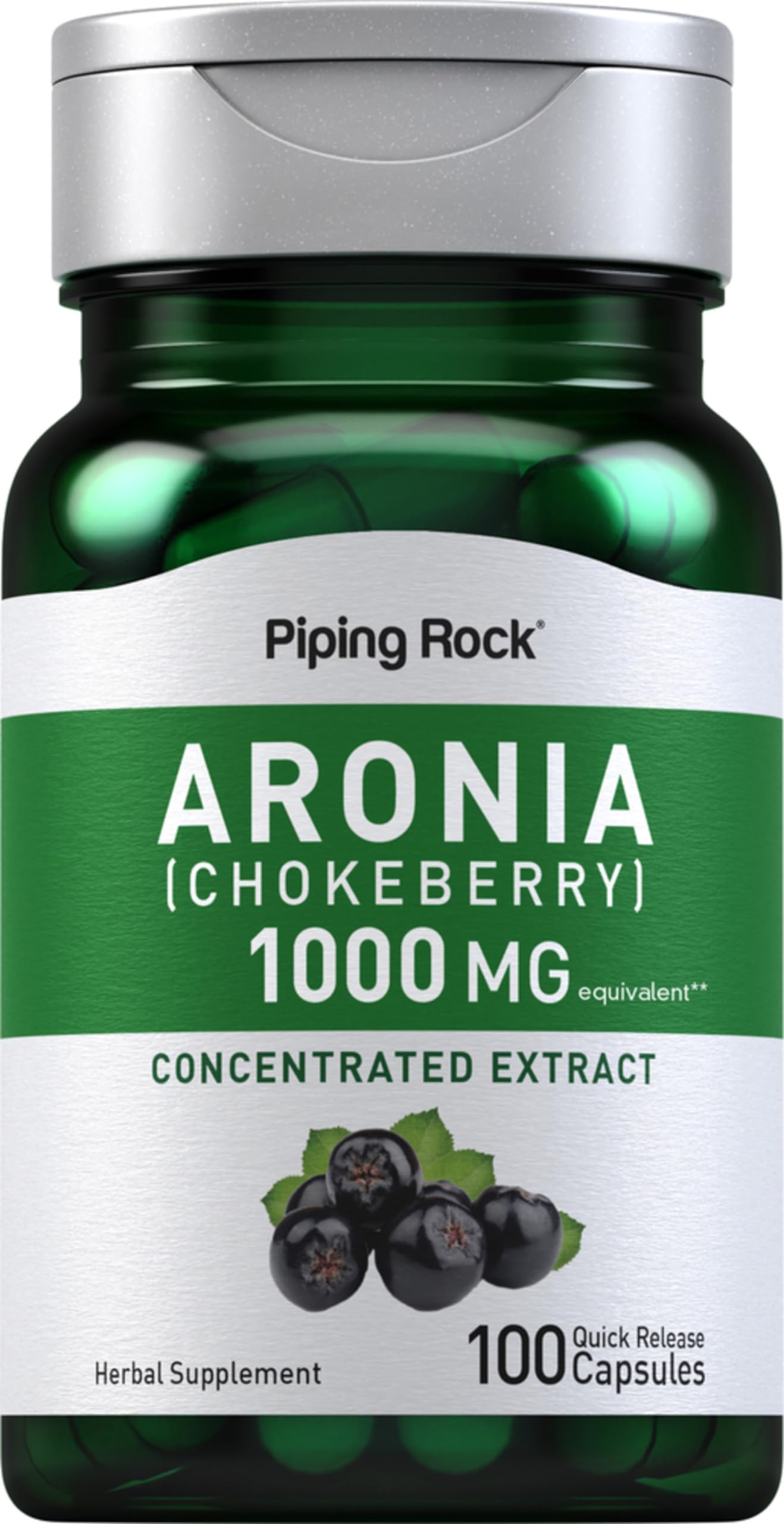 Foto 2 pulgar | Suplemento Piping Rock, Cápsulas De Bayas De Aronia, 1000 Mg, 100 Píldoras - Venta Internacional.