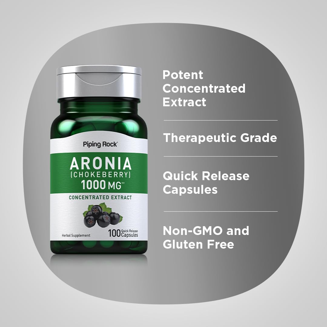 Foto 4 | Suplemento Piping Rock, Cápsulas De Bayas De Aronia, 1000 Mg, 100 Píldoras - Venta Internacional.