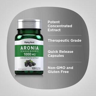Foto 4 | Suplemento Piping Rock, Cápsulas De Bayas De Aronia, 1000 Mg, 100 Píldoras - Venta Internacional.