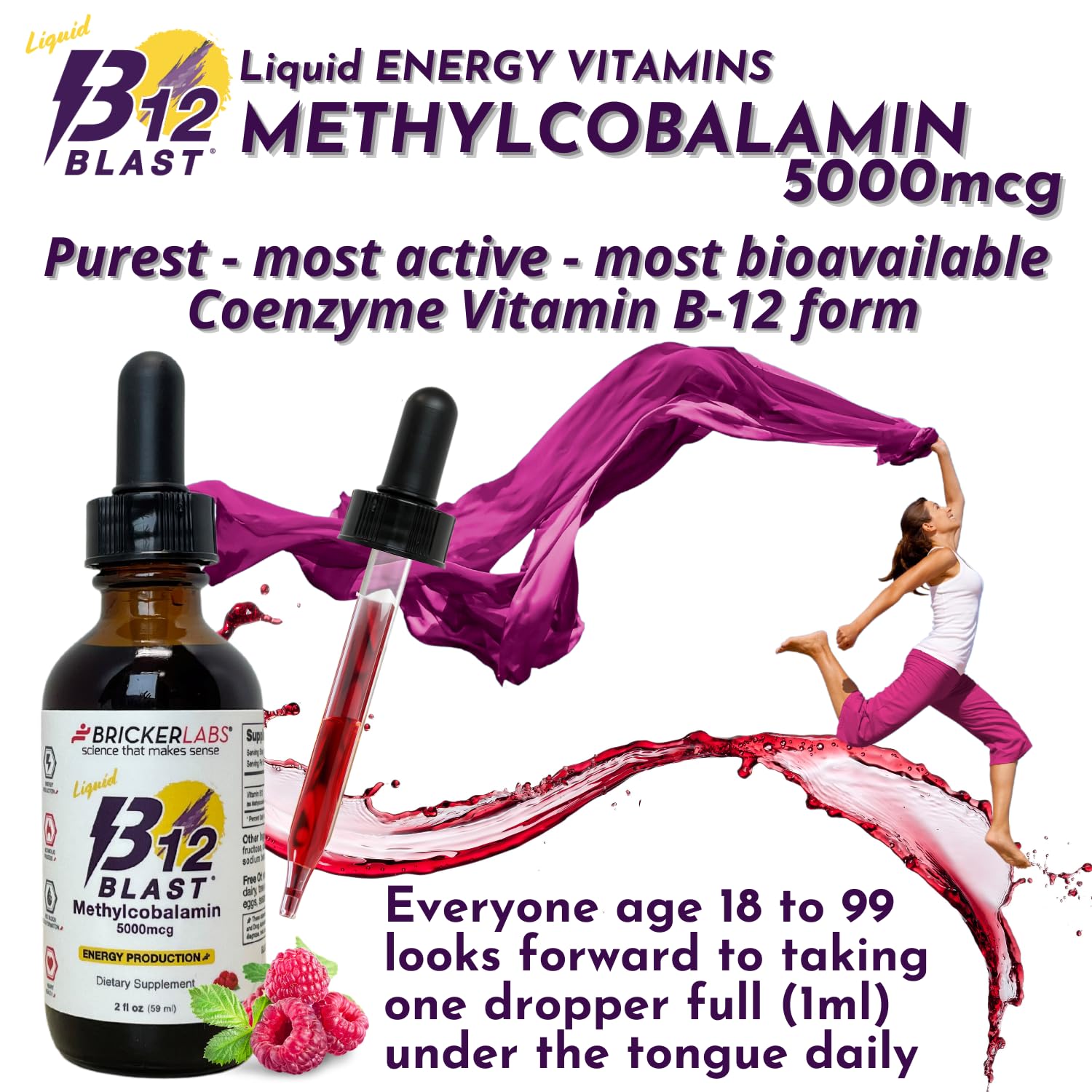 Foto 7 pulgar | Suplemento De Metilcobalamina B12 Blast De Bricker Labs 5000 Mcg - Venta Internacional.