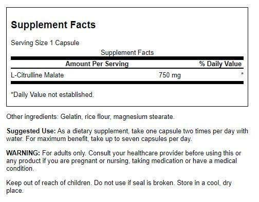 Foto 3 pulgar | Suplemento De Malato De L-citrulina Swanson 750 Mg (60 Cápsulas) - Venta Internacional.