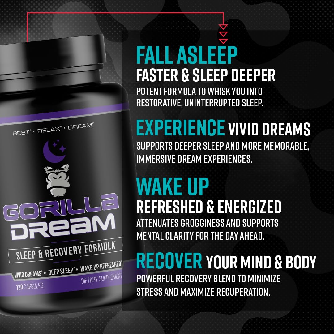 Foto 4 pulgar | Suplemento Para Dormir Gorilla Mind Dream 120 Cápsulas - Venta Internacional.
