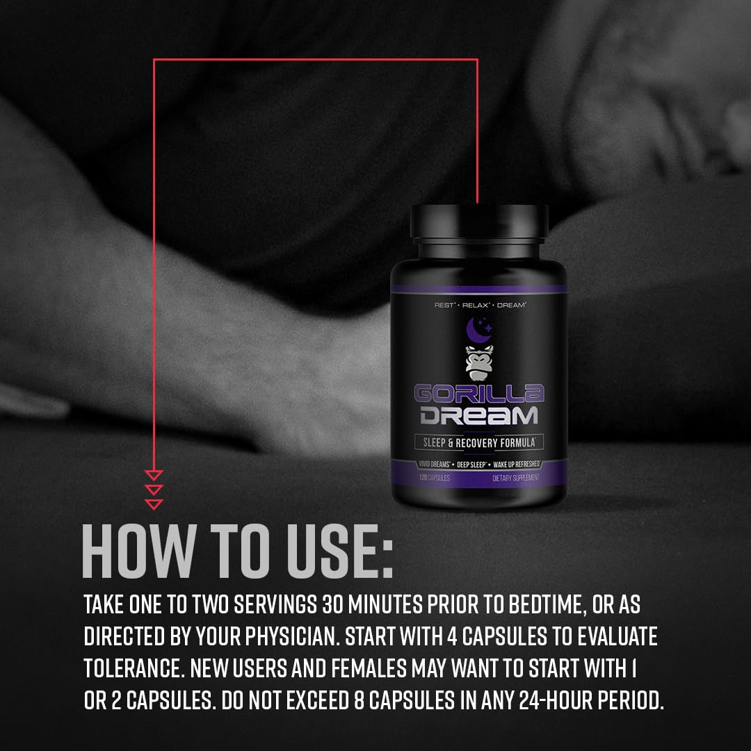 Foto 4 | Suplemento Para Dormir Gorilla Mind Dream 120 Cápsulas - Venta Internacional.