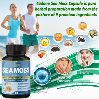 Foto 4 | Suplemento Orgánico Cadane Irish Sea Moss En Cápsulas X120 - Venta Internacional.