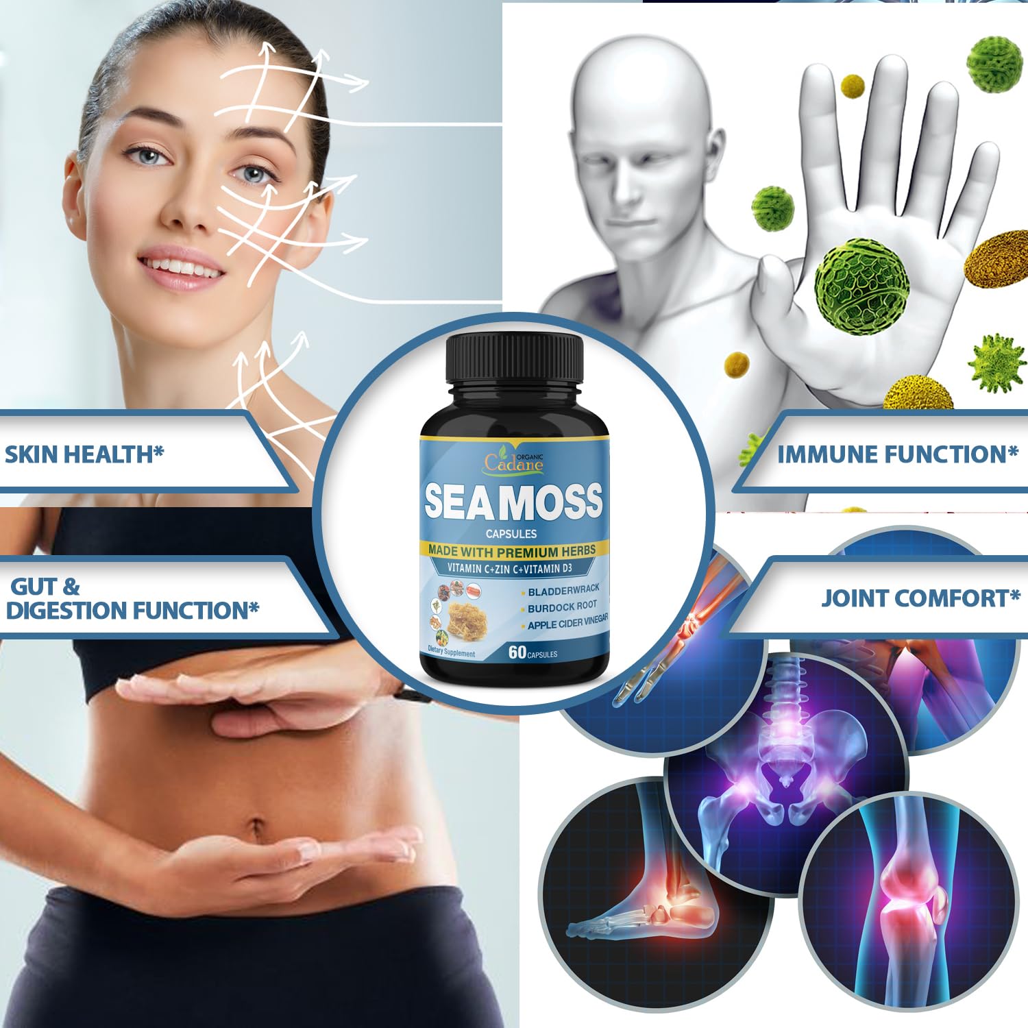Foto 5 | Suplemento Orgánico Cadane Irish Sea Moss En Cápsulas X120 - Venta Internacional.