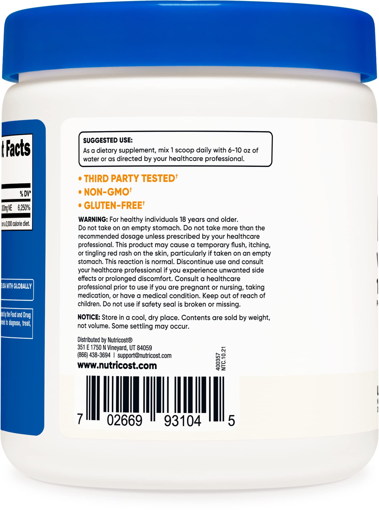 Foto 4 pulgar | Suplemento Nutricost De Niacina Y Vitamina B3 En Polvo, 250 G (paquete De 2) - Venta Internacional.