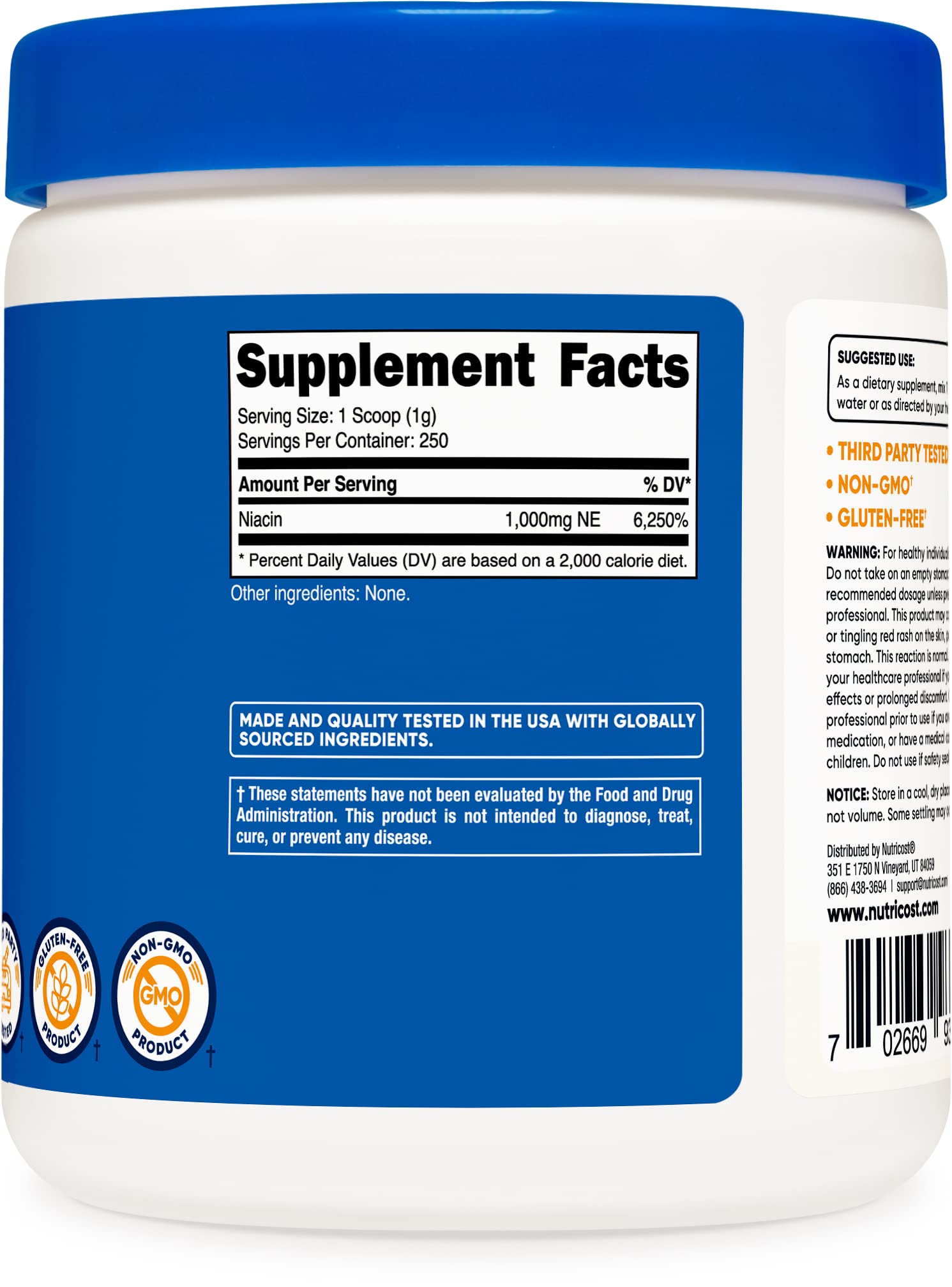 Foto 5 pulgar | Suplemento Nutricost De Niacina Y Vitamina B3 En Polvo, 250 G (paquete De 2) - Venta Internacional.