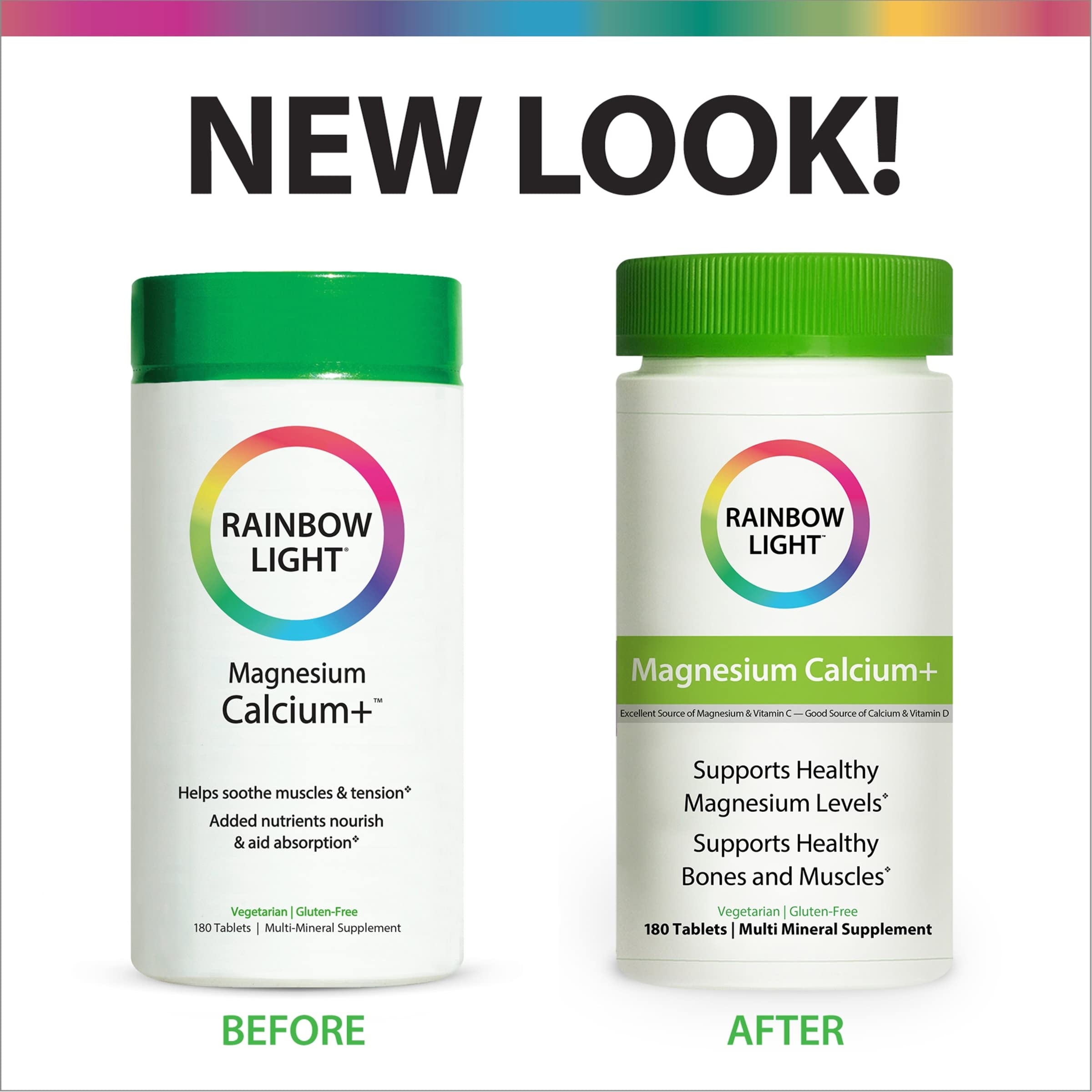 Foto 3 | Suplemento Rainbow Light Magnesio Calcio 180 Comprimidos - Venta Internacional.