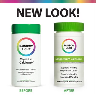 Foto 3 | Suplemento Rainbow Light Magnesio Calcio 180 Comprimidos - Venta Internacional.