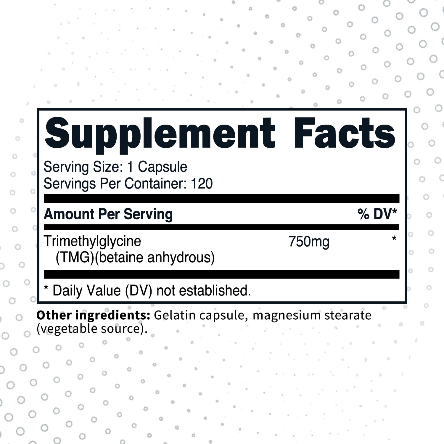 Foto 2 | Tipo De Suplemento Zero Clean Tmg Trimetilglicina 750 Mg 120 Cápsulas - Venta Internacional.