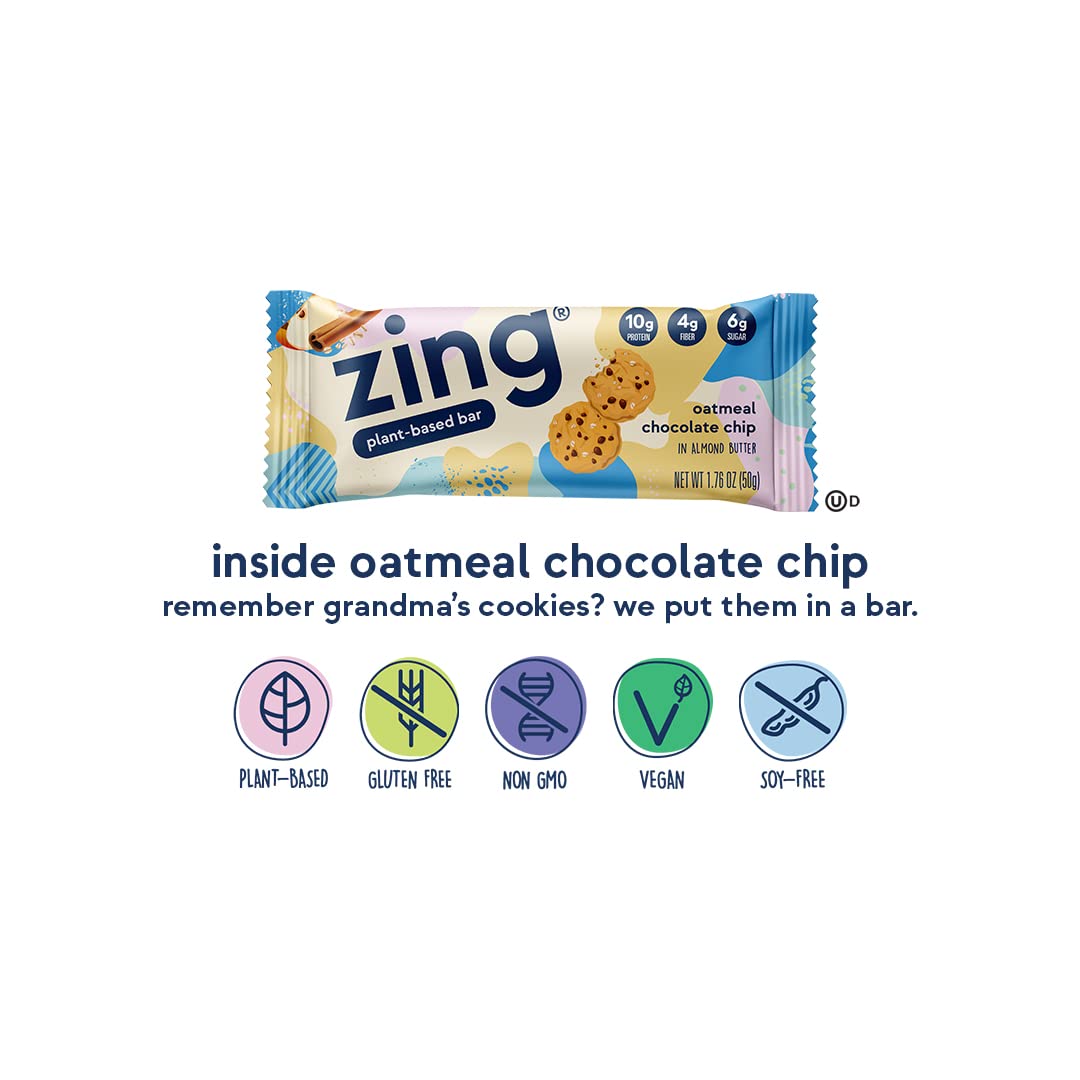 Foto 3 pulgar | Barritas Proteicas Zing De Avena Con Chispas De Chocolate Veganas 12 Unidades - Venta Internacional.