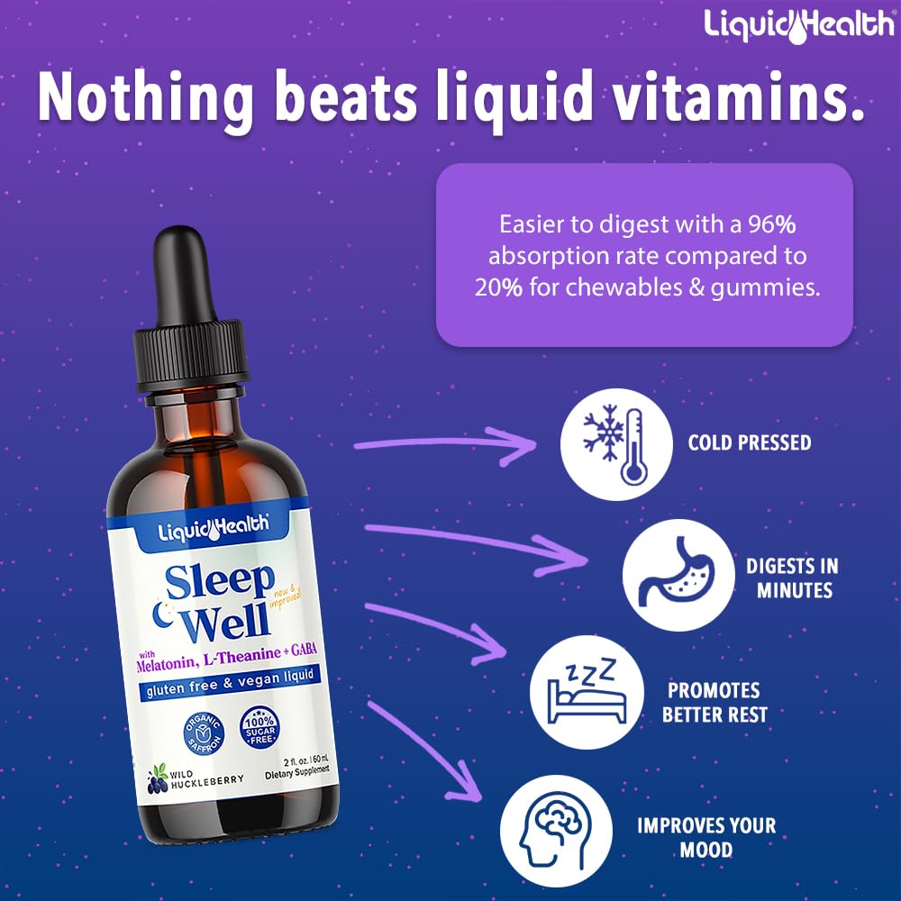 Foto 3 pulgar | Sleep Aid Liquidhealth Sleep Well Melatonina L-teanina, 60 Ml, Paquete De 2 - Venta Internacional.