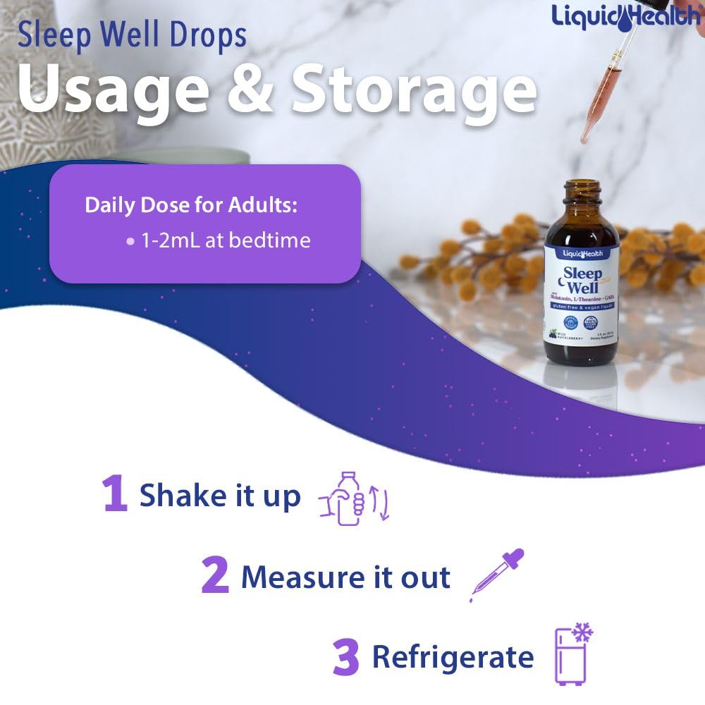 Foto 5 pulgar | Sleep Aid Liquidhealth Sleep Well Melatonina L-teanina, 60 Ml, Paquete De 2 - Venta Internacional.