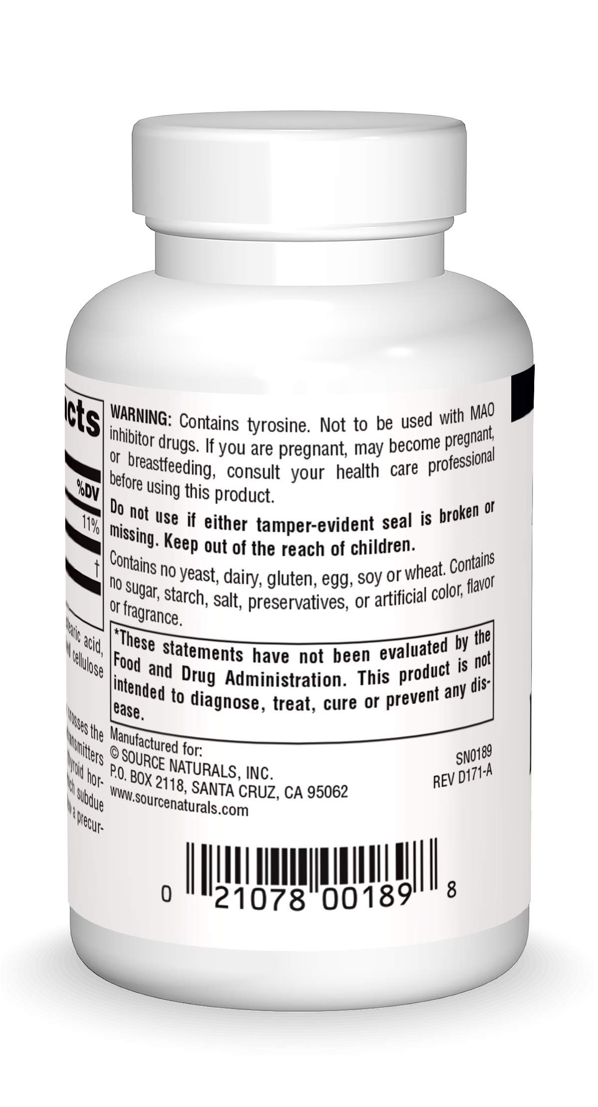 Foto 2 | Suplemento Source Naturals L-tirosina 50 Comprimidos - Venta Internacional.