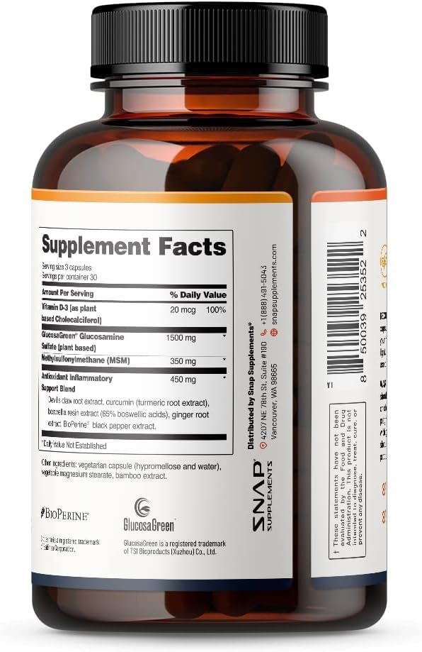 Foto 5 pulgar | Suplemento De Apoyo A La Salud De Las Articulaciones Snap Supplements 90 Cápsulas - Venta Internacional.