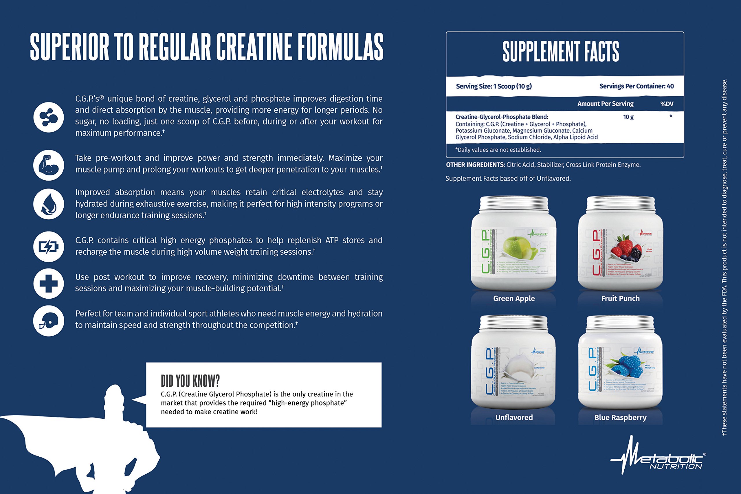 Foto 4 | Ponche De Frutas Supplement Metabolic Nutrition Cgp Creatina 400 G - Venta Internacional.