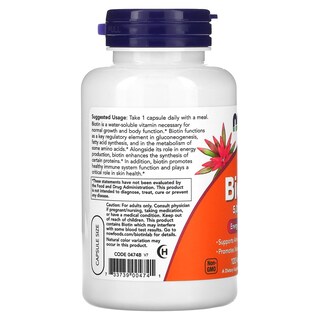 Foto 3 | Suplemento Now Foods Biotina 120 Unidades - Venta Internacional