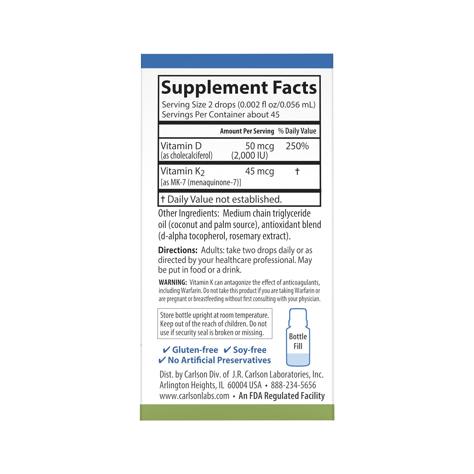 Foto 4 pulgar | Suplemento Carlson Super Daily D3 + K2 50 mcg D3 45 mcg MK-7 - Venta Internacional