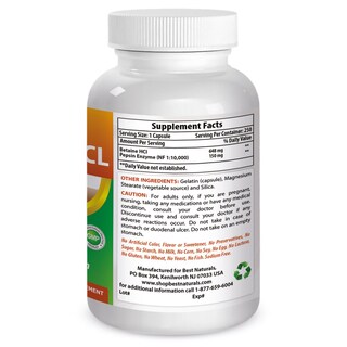 Foto 2 | Suplemento Alimenticio Best Naturals Betaine Hcl 648 Mg 250 Cápsulas - Venta Internacional